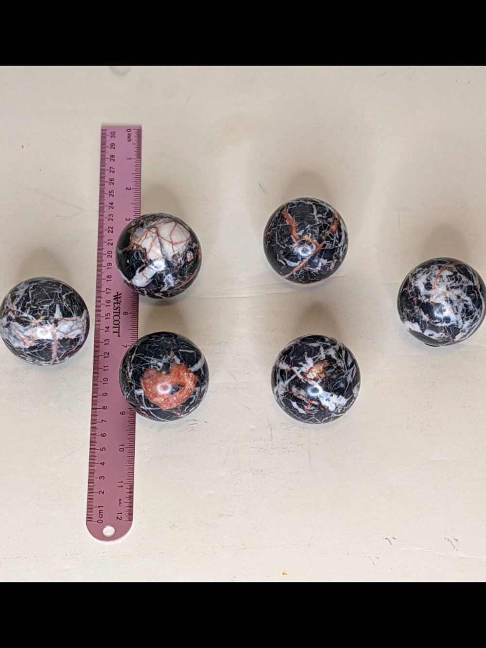 *Price for One* Red Vein Zebra Jasper Marbled Sphere ~ 2.25 Inch Diameter